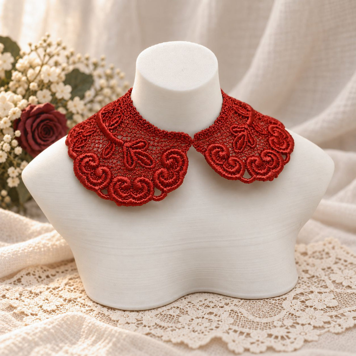 Machine Embroidered Lace Collars for Dolls