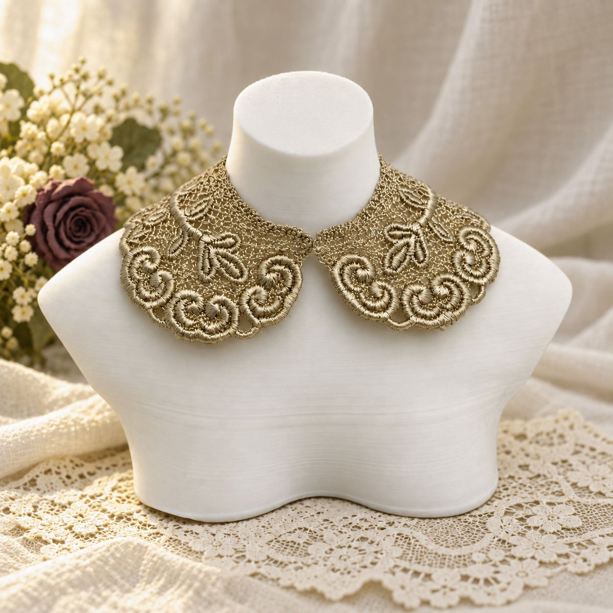 Machine Embroidered Lace Collars for Dolls