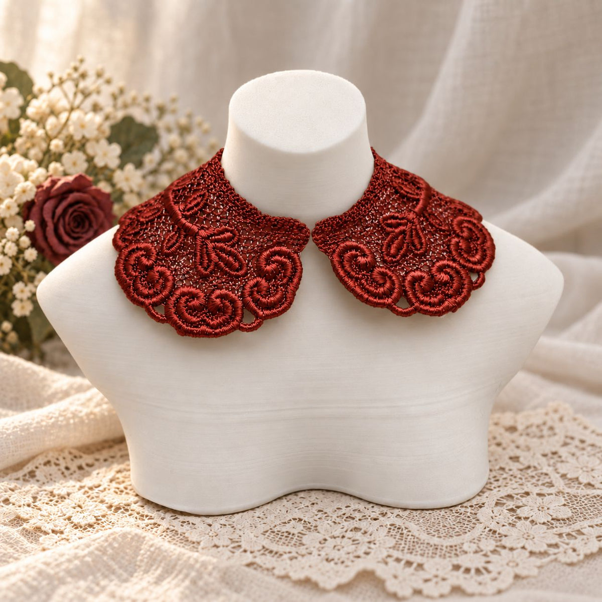 Machine Embroidered Lace Collars for Dolls