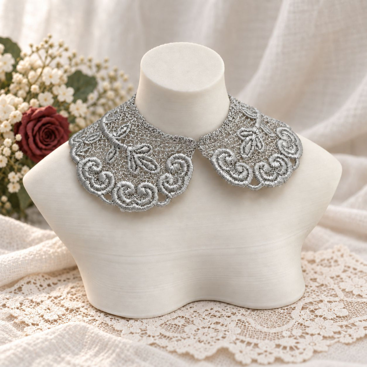 Machine Embroidered Lace Collars for Dolls