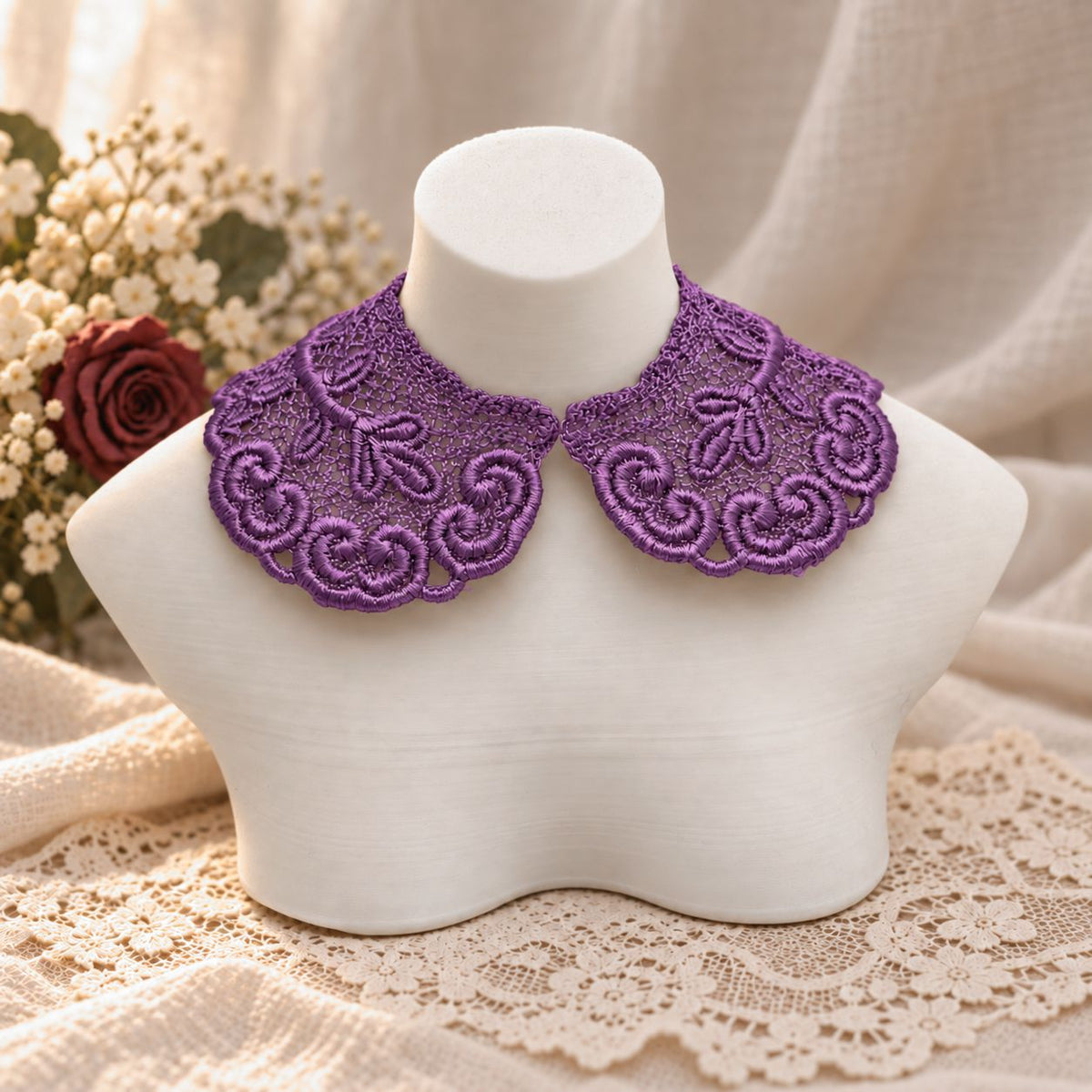 Machine Embroidered Lace Collars for Dolls