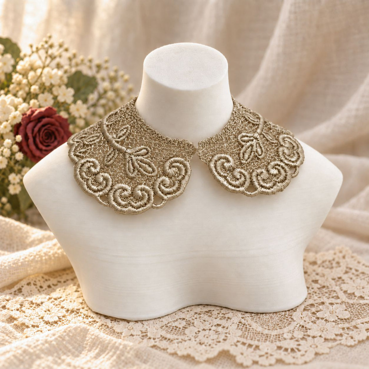 Machine Embroidered Lace Collars for Dolls