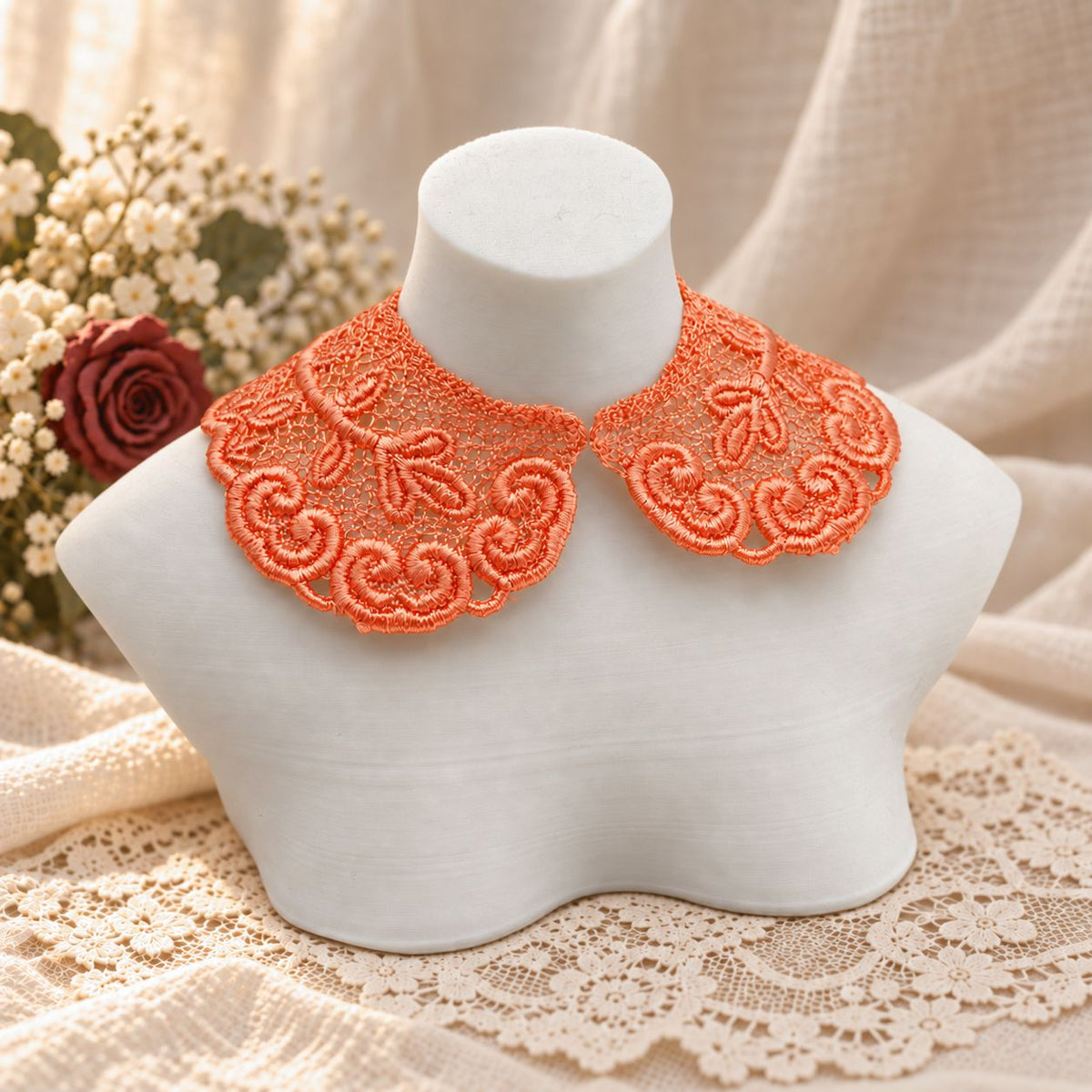 Machine Embroidered Lace Collars for Dolls