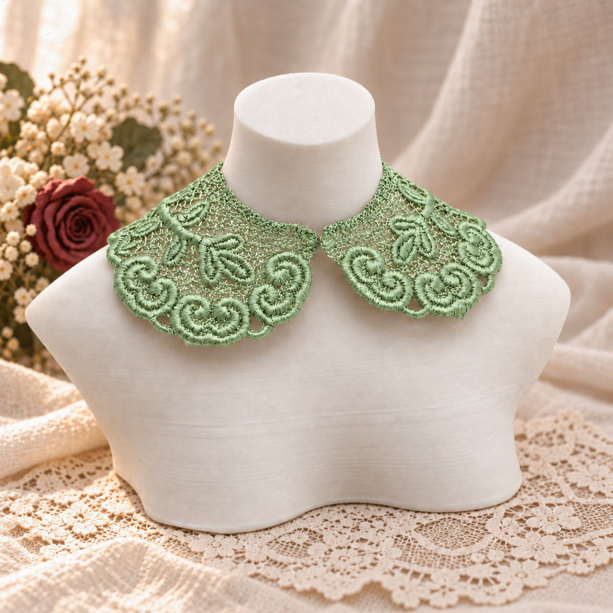 Machine Embroidered Lace Collars for Dolls