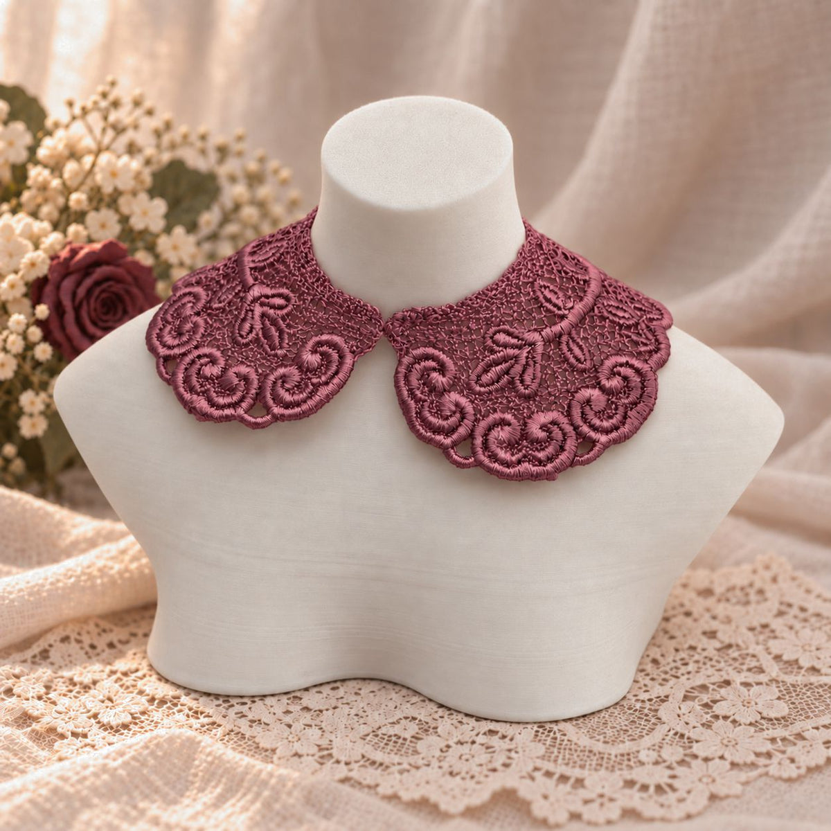 Machine Embroidered Lace Collars for Dolls