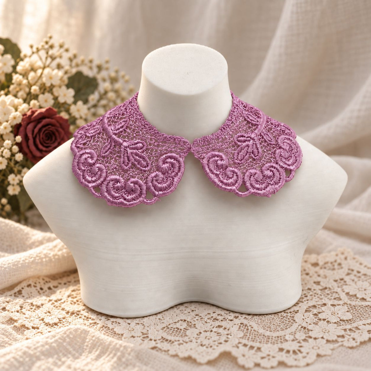 Machine Embroidered Lace Collars for Dolls